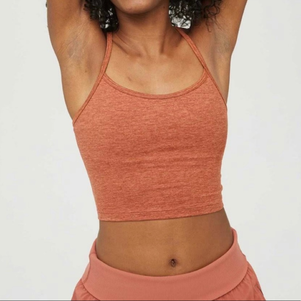 heather orange aerie sports bra/crop tank top, size medium, only worn once